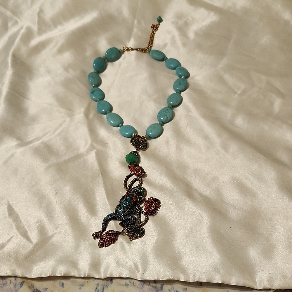 Heidi Daus Turquoise and Multicolor Frog Necklace - Picture 2 of 8